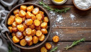 Obtaczam ziemniaki w tej mieszance i wkładam do piekarnika. Wychodzą chrupiące jak frytki z restauracji