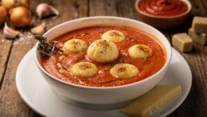 Prosto i wyrafinowanie: zupa pomidorowa z parmezanowymi kluskami