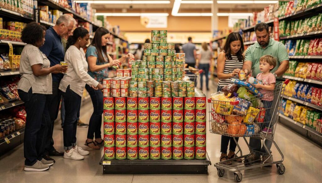 Puszki z Dino idealnie zastępują drogie konserwy. Zakupy na miesiąc za grosze
