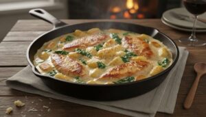 Obiad z jednej patelni, za który rodzina cię pokocha! Kremowy kurczak z gnocchi i szpinakiem
