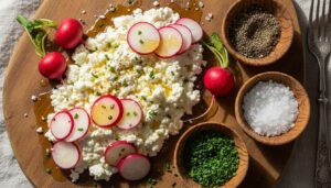 Biorę twaróg, rzodkiewki i 1 łyżkę oleju. W 5 minut mam pastę lepszą niż ze sklepu