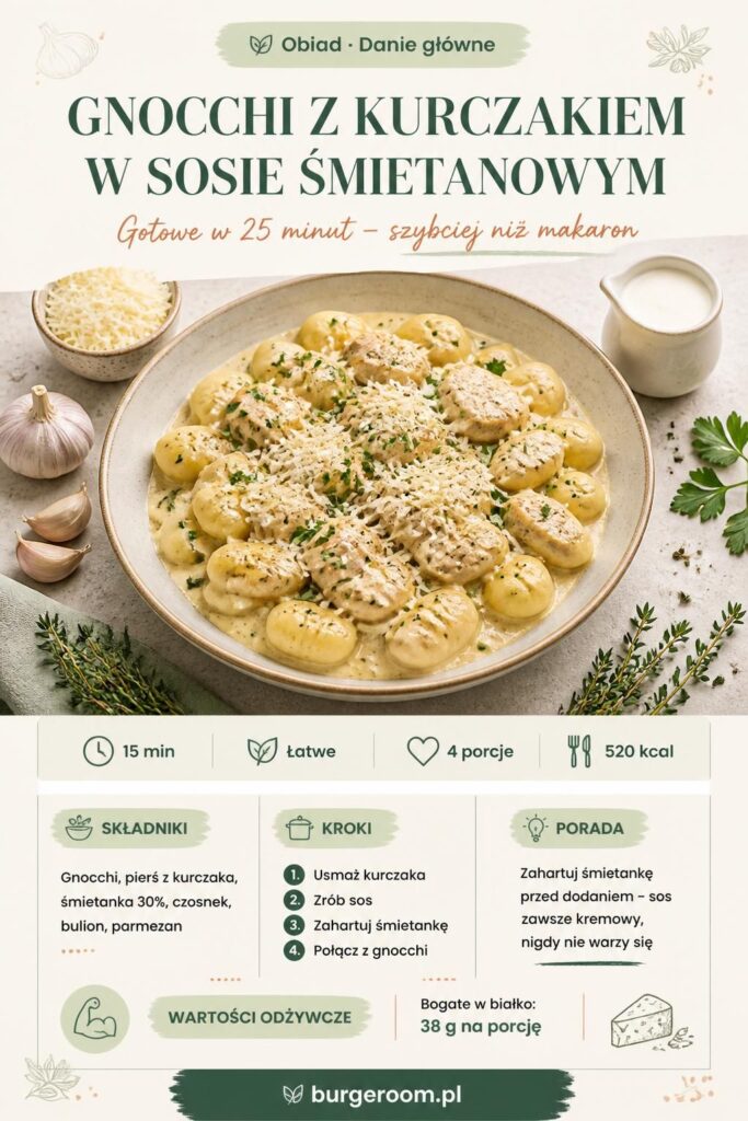 Kremowe gnocchi z kurczakiem w sosie śmietanowym – przepis krok po kroku