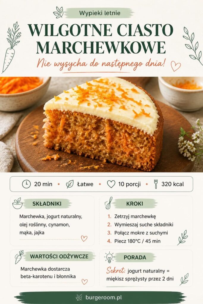 Wilgotne ciasto marchewkowe z kremem twarożkowym – przepis krok po kroku