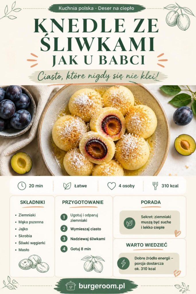 Knedle ze śliwkami jak u babci – przepis na delikatne ciasto ziemniaczane