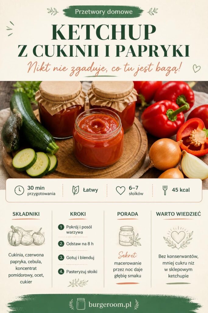 Domowy ketchup z cukinii i papryki w słoikach – przepis krok po kroku